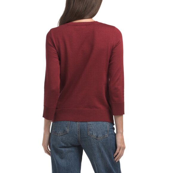 CABLE & GAUGE Cabernet Oversize Bow Cardigan - Picture 2 of 2